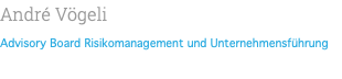 André Vögeli Advisory Board Risikomanagement und Unternehmensführung 